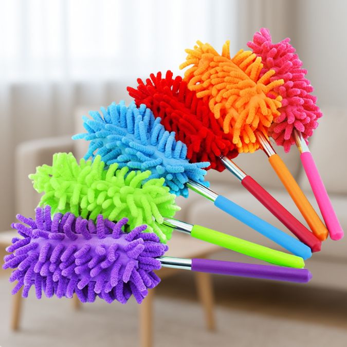 plumeau-telescopique-microfibre-violet-vert-bleu-rouge-orange-rose