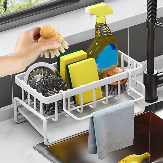 porte-éponge-blanc-rangement-avec-plateau-de-vidange