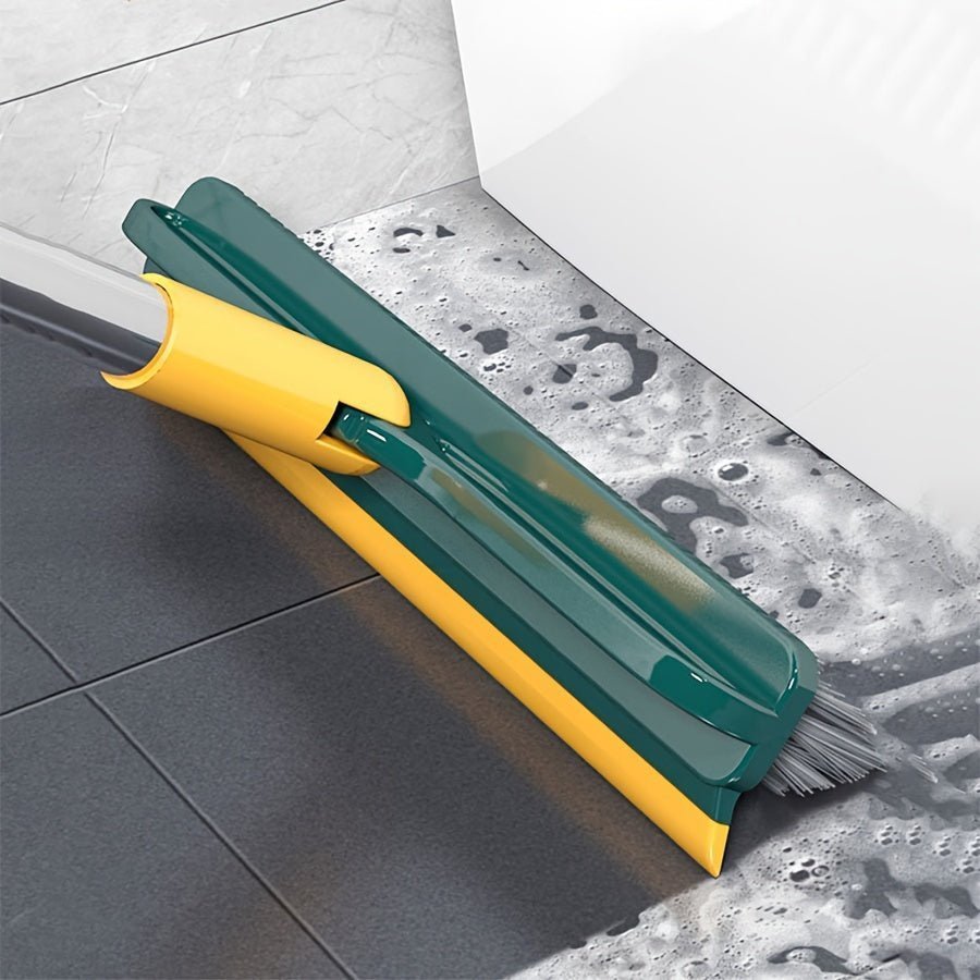 balai-brosse-vert-et-jaune-à-récurer-2-en-1-avec-raclette-intégrée