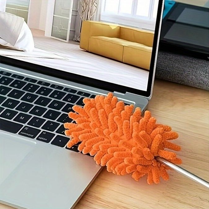 plumeau-telescopique-orange-microfibre